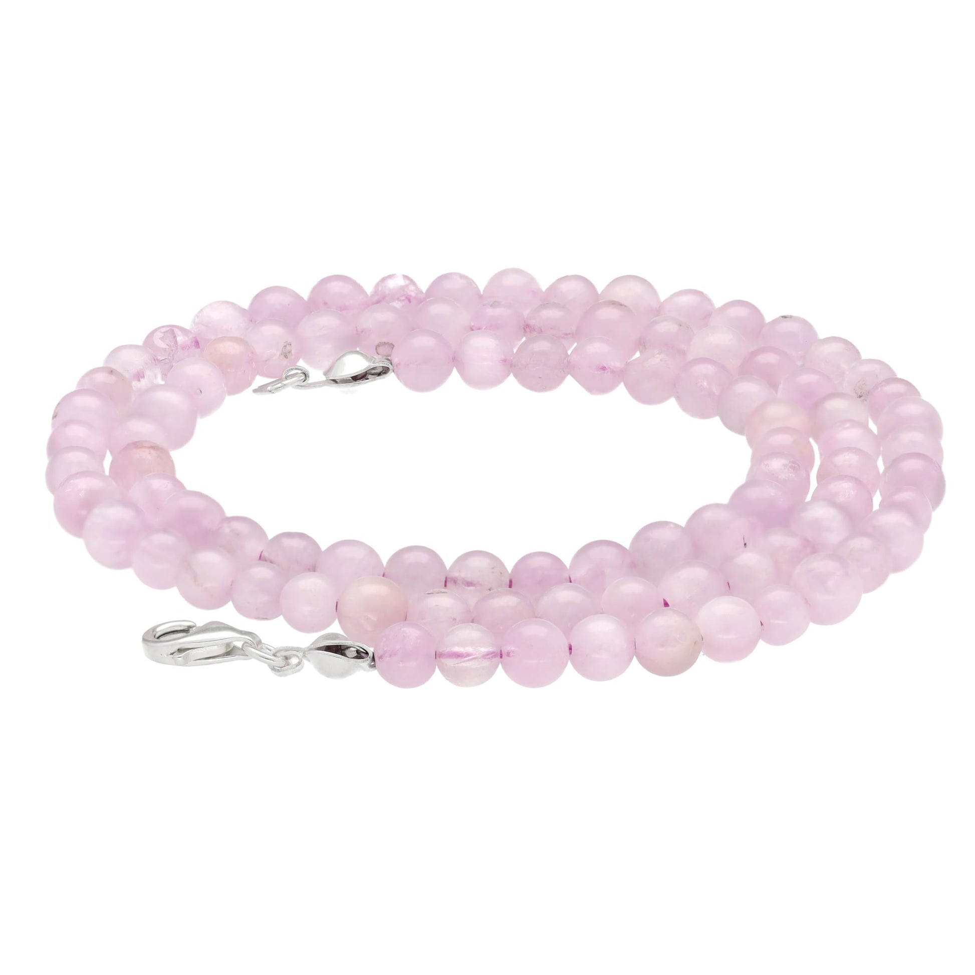 Lebensquelle Plus Edelstein Kugelkette + 925 Silber Verschluss | Ø 4mm Kugeln Karabinerverschluss 45cm lang | Hochwertige Kette