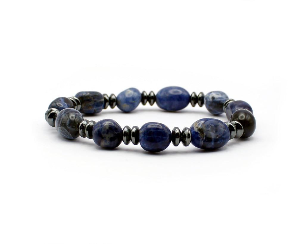 Handgefertigte Armband-Kollektion aus echten Edelsteinen und Hämatin, barockes Design