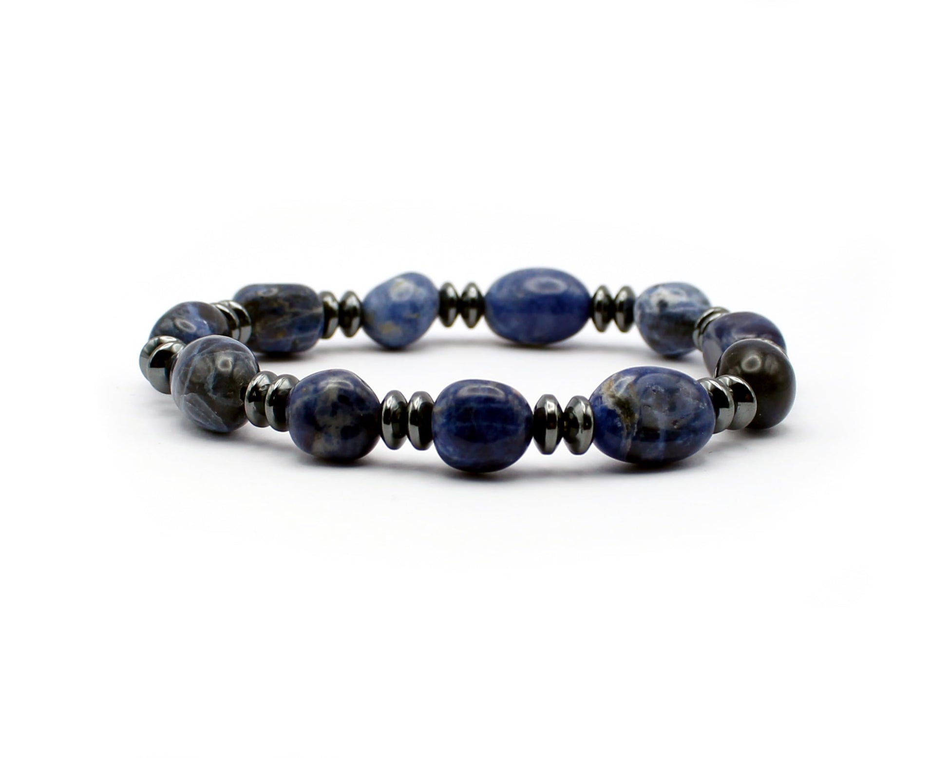 Handgefertigte Armband-Kollektion aus echten Edelsteinen und Hämatin, barockes Design