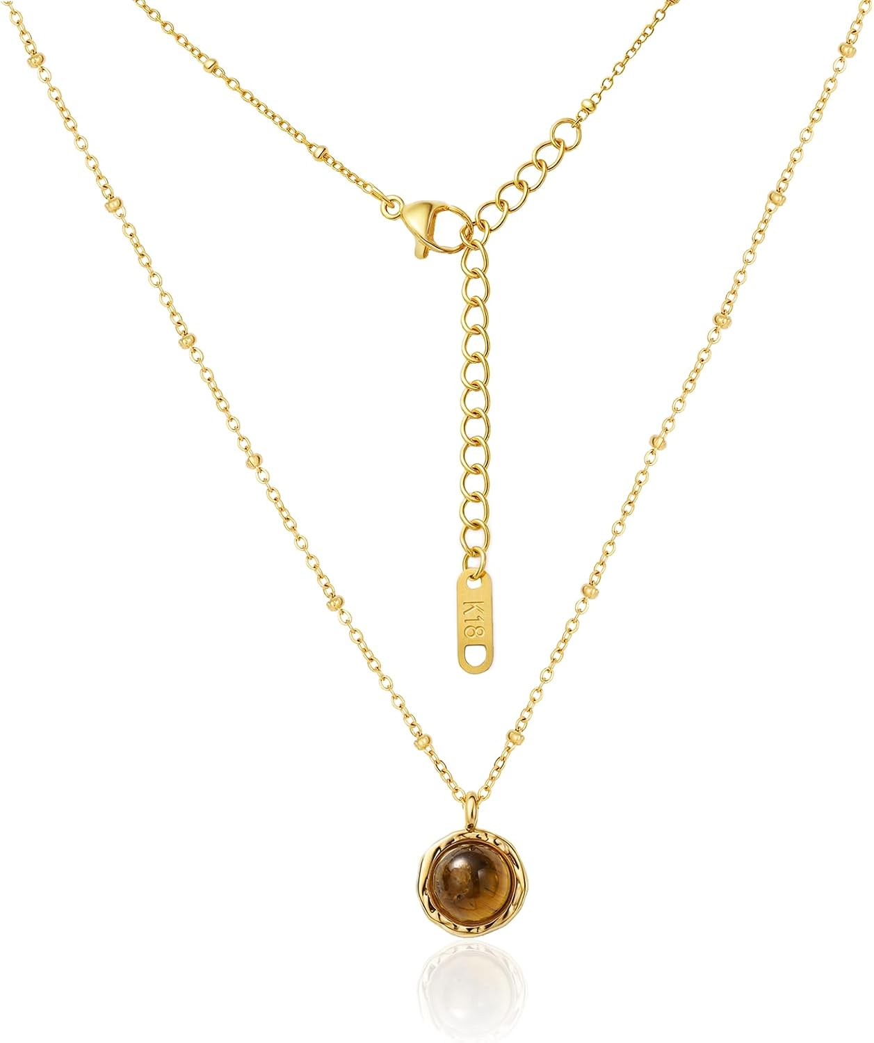 Gold Tiger Eye Necklace for Women, Small Pendant Everyday Jewelry