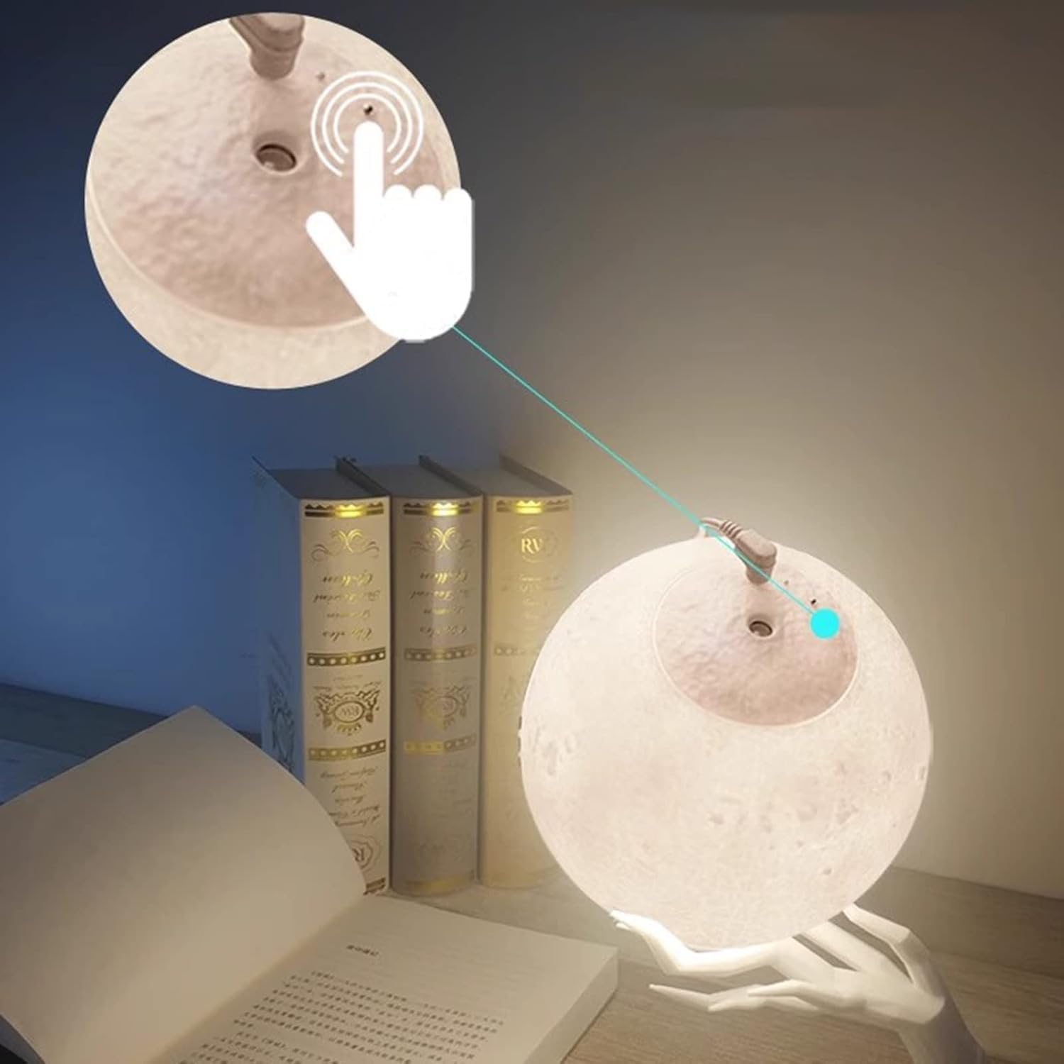 Diffusor für ätherische Öle, Mondlampe, 3 Leuchtmodi, Luftbefeuchter mit Ultraschall, USB, für Haus, Schlafzimmer, Büro