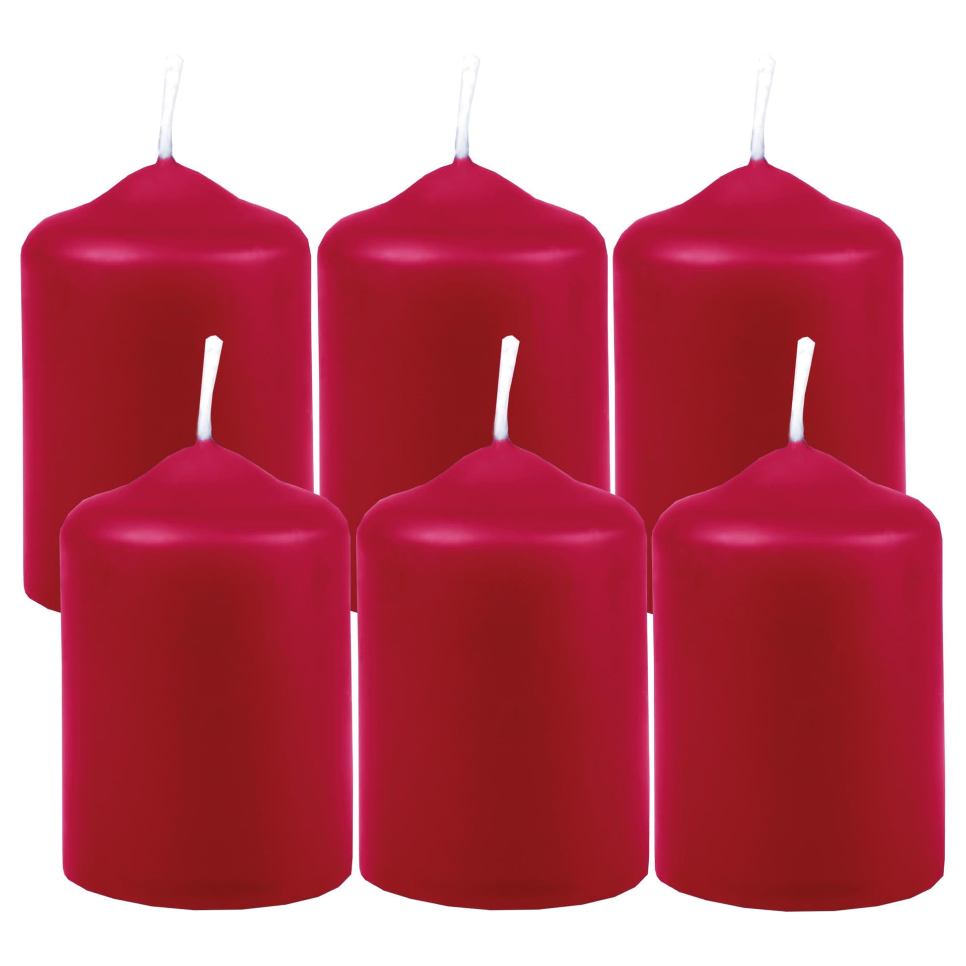 Wax Candles, Pillar Candles, Black, Tea Light Diameter 4 cm x height 6 cm (Pack of 6), Available in Many Colours - Made in the EU - Candles Block Candles - Wax