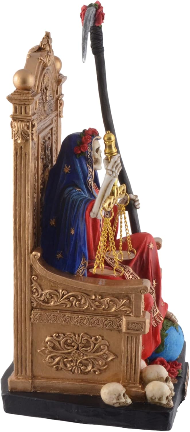 Santa Muerte on Throne with Scythe and Scales - Coloured by Veronese