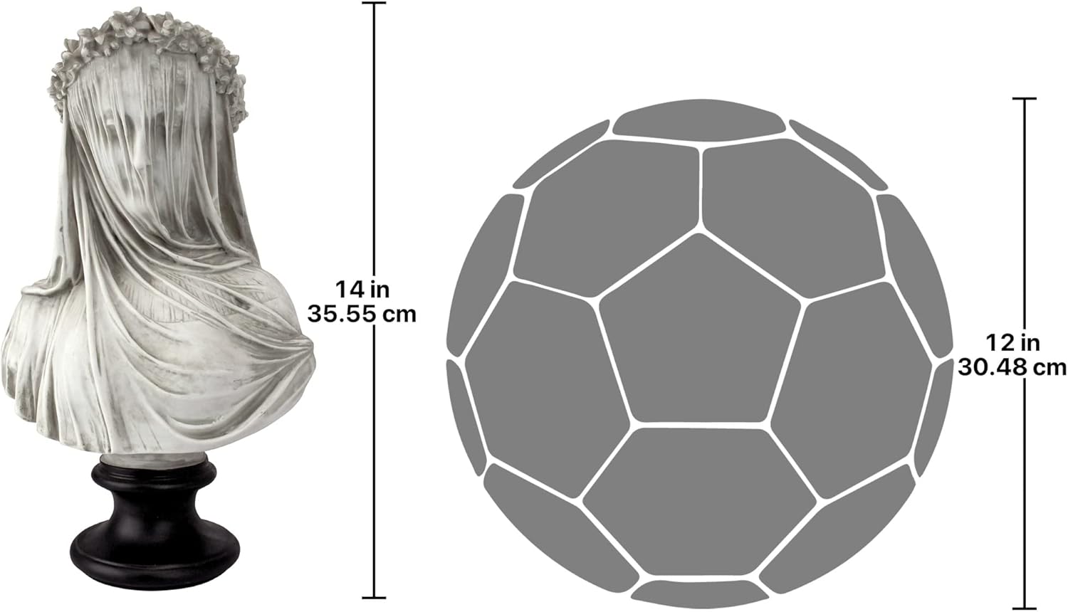 Design Toscano The Veiled Virgin Bust Statue, Dimensions: 22.8 cm x 15.2 cm x 35.5 cm