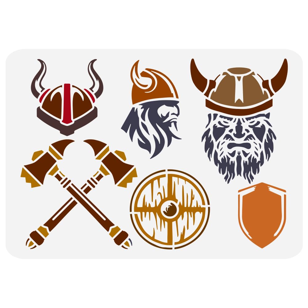 FINGERINSPIRE Wikinger Runen Malschablone 21x29.7 cm Wiederverwendbare Alte Alphabet Schablone Wikinger Thema Runen Muster Bastelschablone Zum Malen Auf Wand Holzmöbel Heimdekoration Heimdekoration