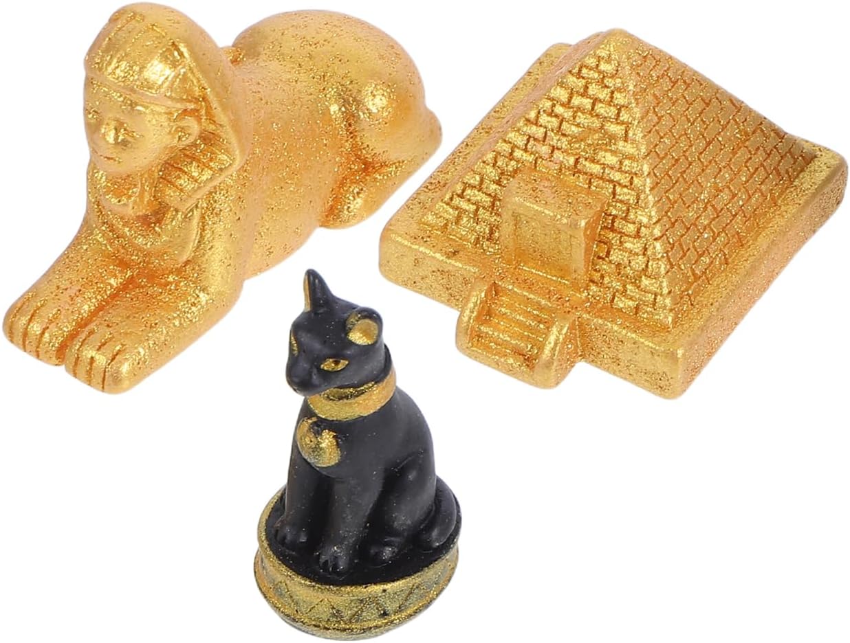 ÄGyptische Figuren Set Mit Mini Pyramide Sphinx Und Bastet Katze Aus Resin Alte ÄGypten Deko FüR Zuhause BüRo Und Party 3 Teiliges SammlerstüCk