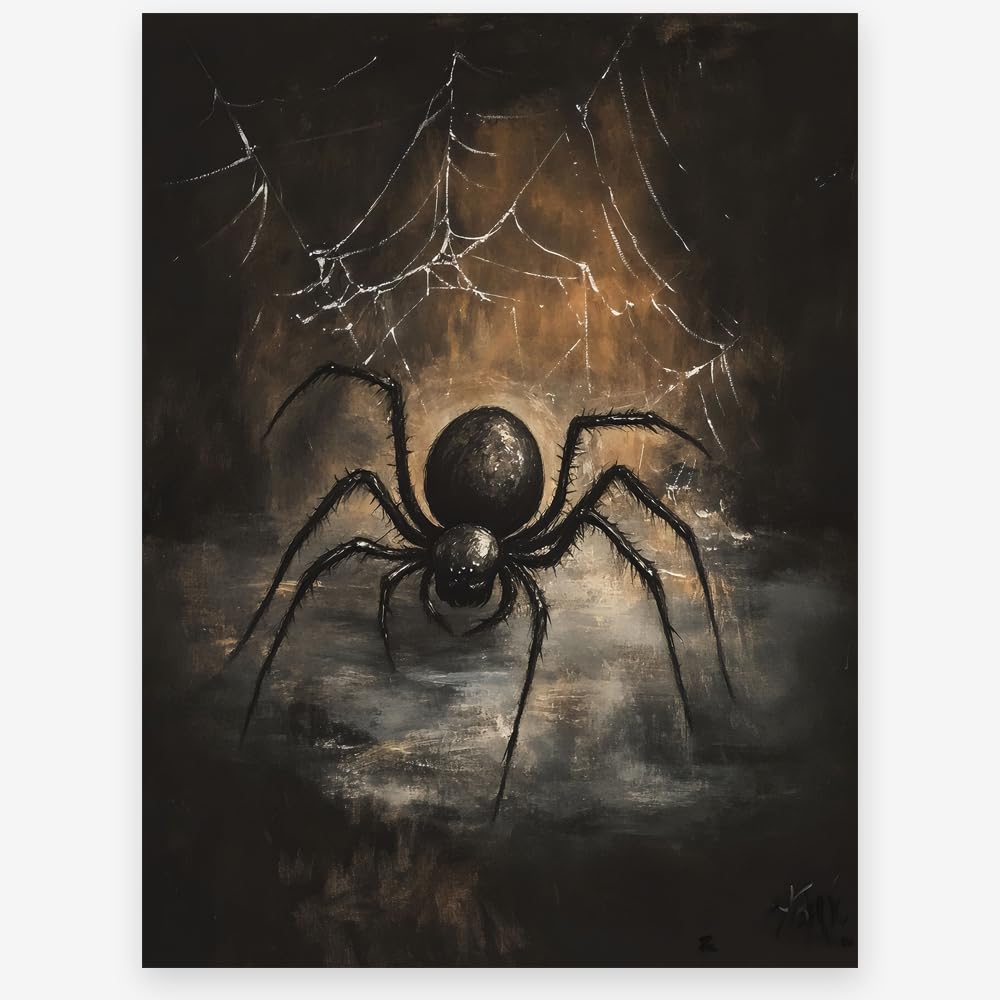 incstirup Vintage Moody Halloween Wall Art Raven-Crow Poster For Farmhouse Cottage Gothic Wall Decor-Dark Academia Art Canvas Print Picture For Room Bedroom Halloween Decor