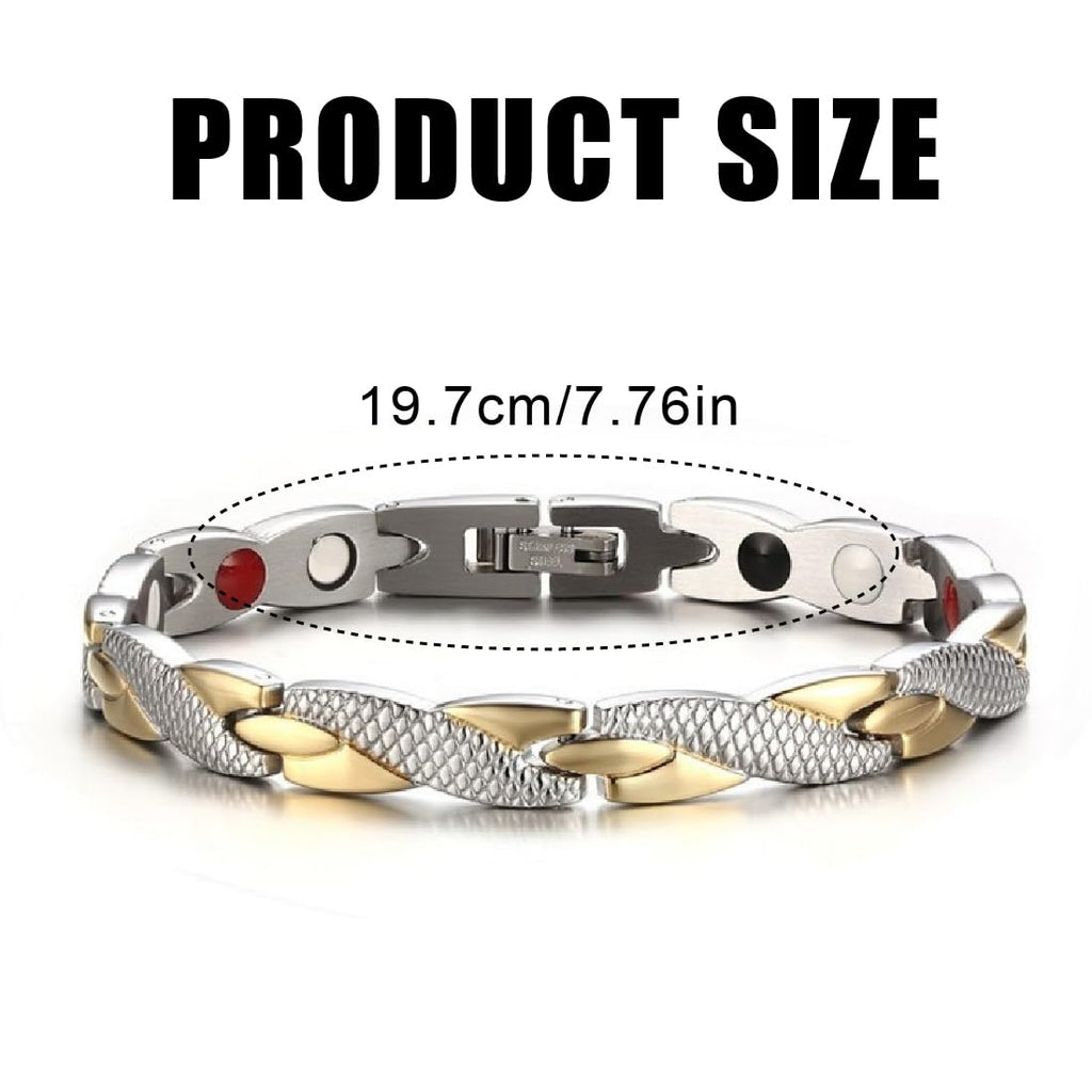 JITNGA Edelstahl Schmuck Stahl Titan Magnetarmband Damen Magnetarmband Magnetisches Armreif Für Männer Frauen (Silber+Gold)
