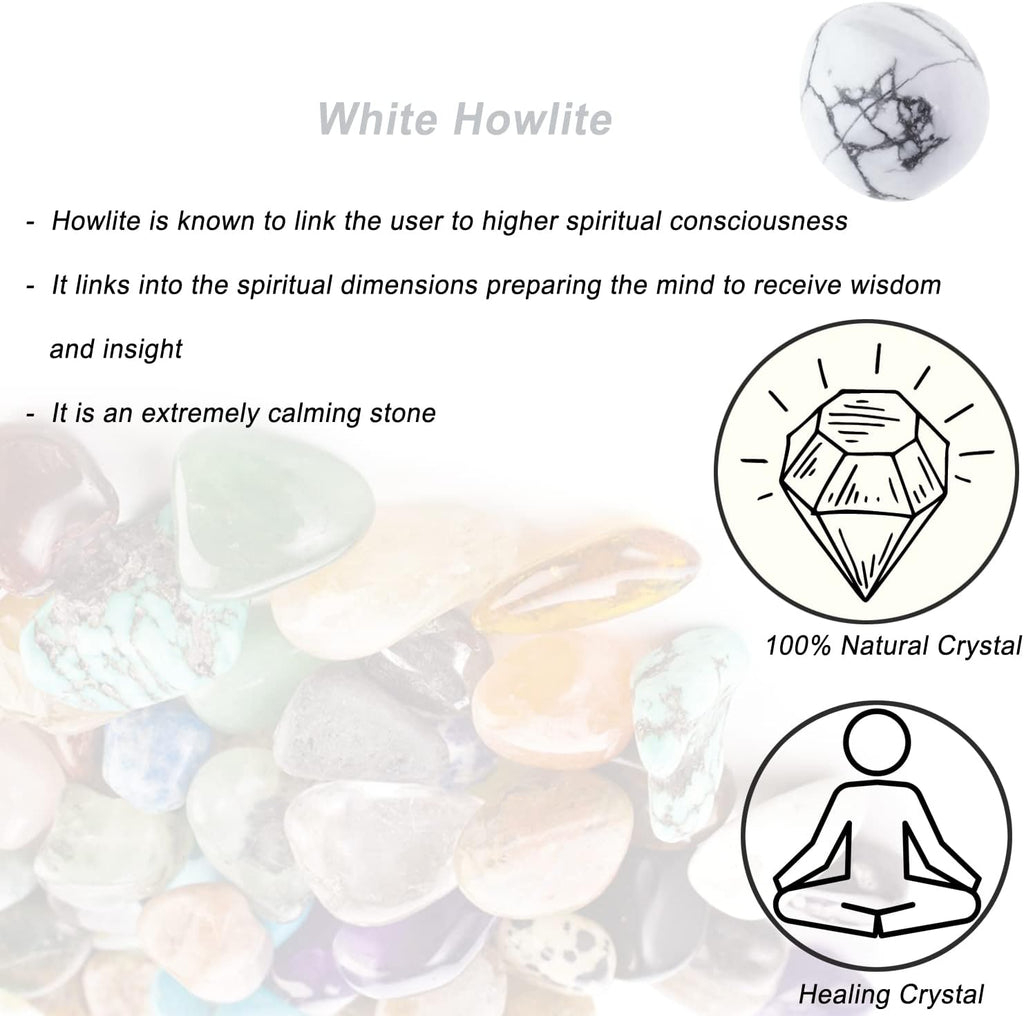 White Howlite Healing Crystal Stones, 1.25-2.0 Inch Reiki Healing Stones, Natural Tumbled Polished Stones for Energy Witchcraft Therapy Meditation