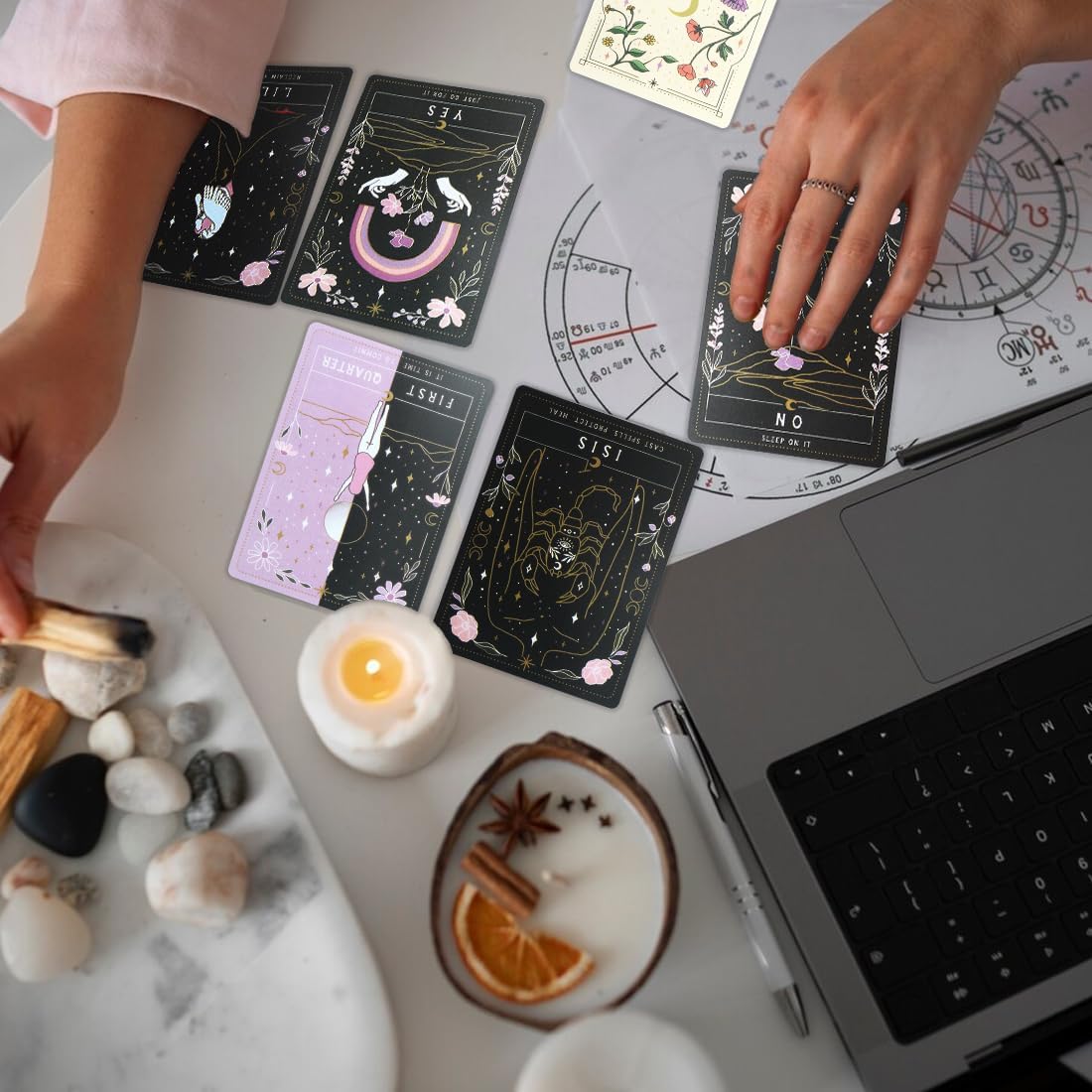 NHQZ NHQ Tarotkarten,Tarot Karten für Anfänger,Moon Witch Oracle,Hexen Tarot,42 Blätter