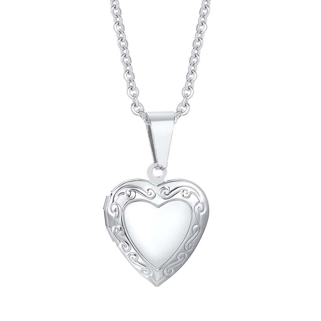Cupimatch Heart Locket for Opening: Chain with Heart Necklace Pictures Photo Pendant Women's Amulet Necklace Stainless Steel Hinged with 45 cm Chain