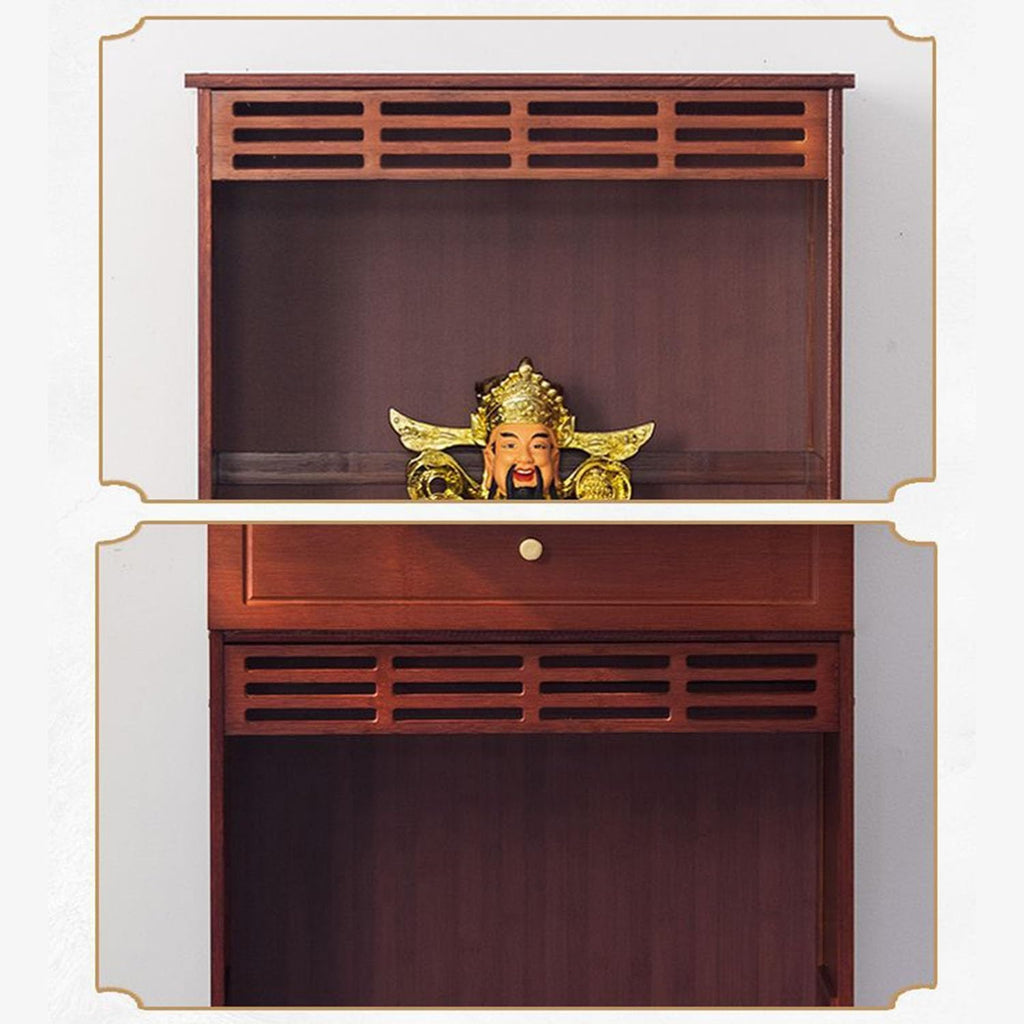 Traditioneller Altartischschrank zur Meditation, großes Lagerregal, Schublade, tragbarer Griff, Ritualmöbel(Brown,50 * 37 * 172cm/19 * 14 * 67in)