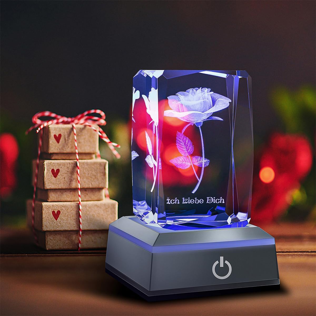 YANFEYHA 3D Rose Kristall Mehrfarben-Nachtlicht Ich liebe dich Decolamp,Muttertag Geschenk Ideen für Mutter Frau von Tochter Ehemann, Valentinstag Geburtstag Geschenk für Freundin Paar sie