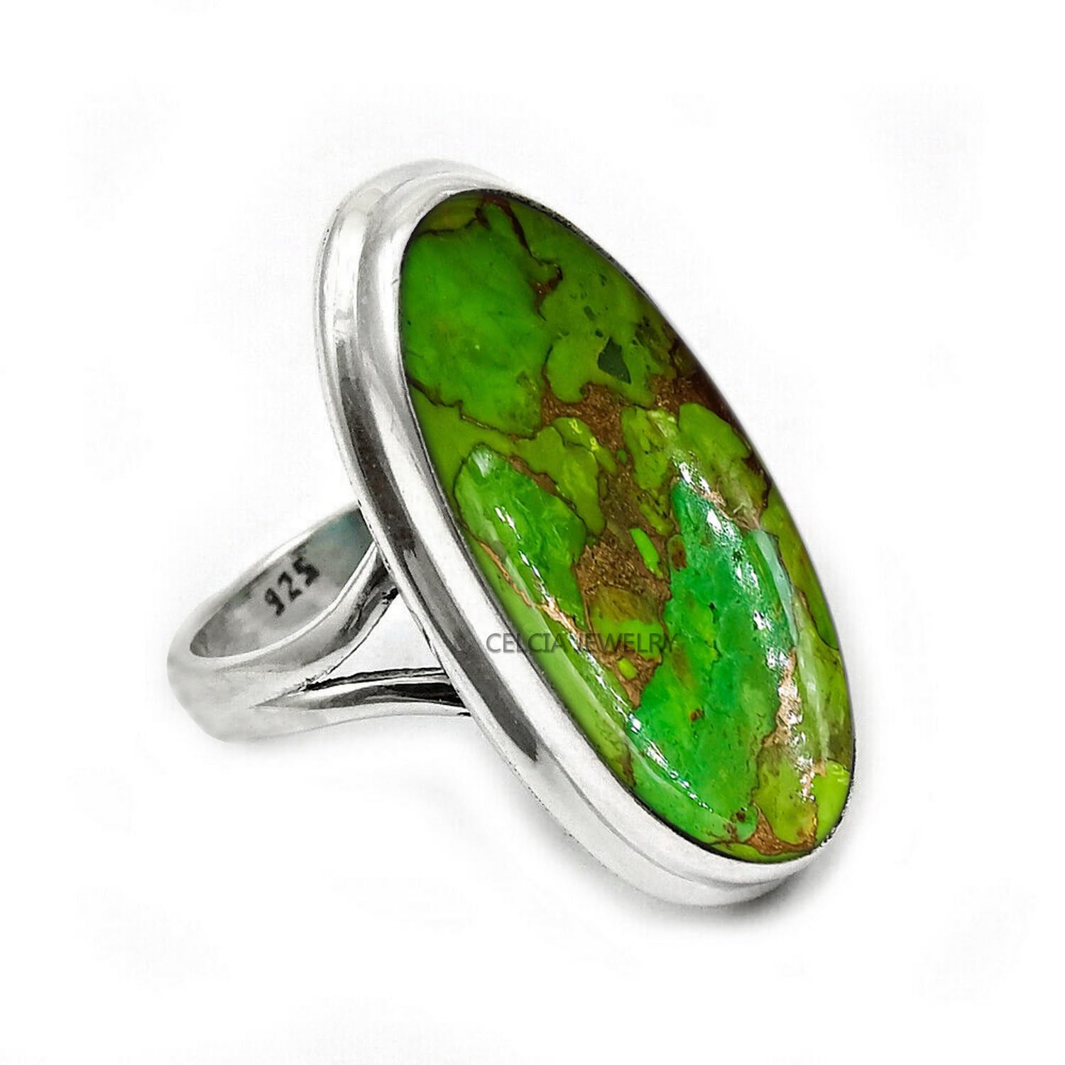 Large Oval Gemstone Handmade Jewellery, 925 Sterling Silver Tribal Ring, Engagement Gifts for Couples, Birthday Gifts for Men, Fathers Day Gifts, Promise Ring, Men's Gifts (Size 7.5, Charoite)