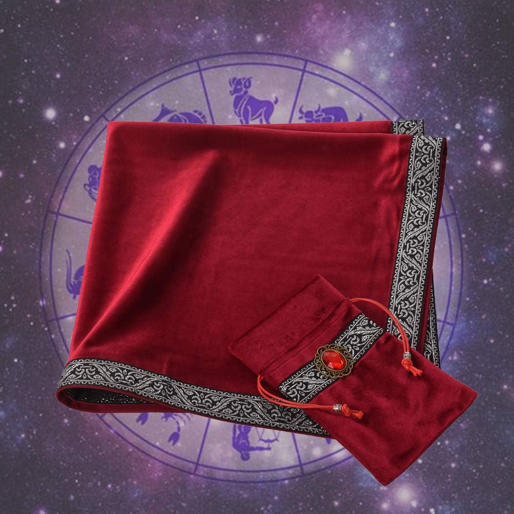 BLESSUME Tarot Tablecloth Altar Tarot Cloth One Size (Red)