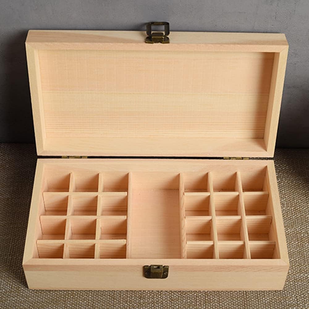 Aufbewahrungsbox für ätherische Öle aus Holz Ätherische Öle Display Organizer 25 Fächer Ständerhalter für 15 ml Flaschen Nagellacksammlung mit Deckel