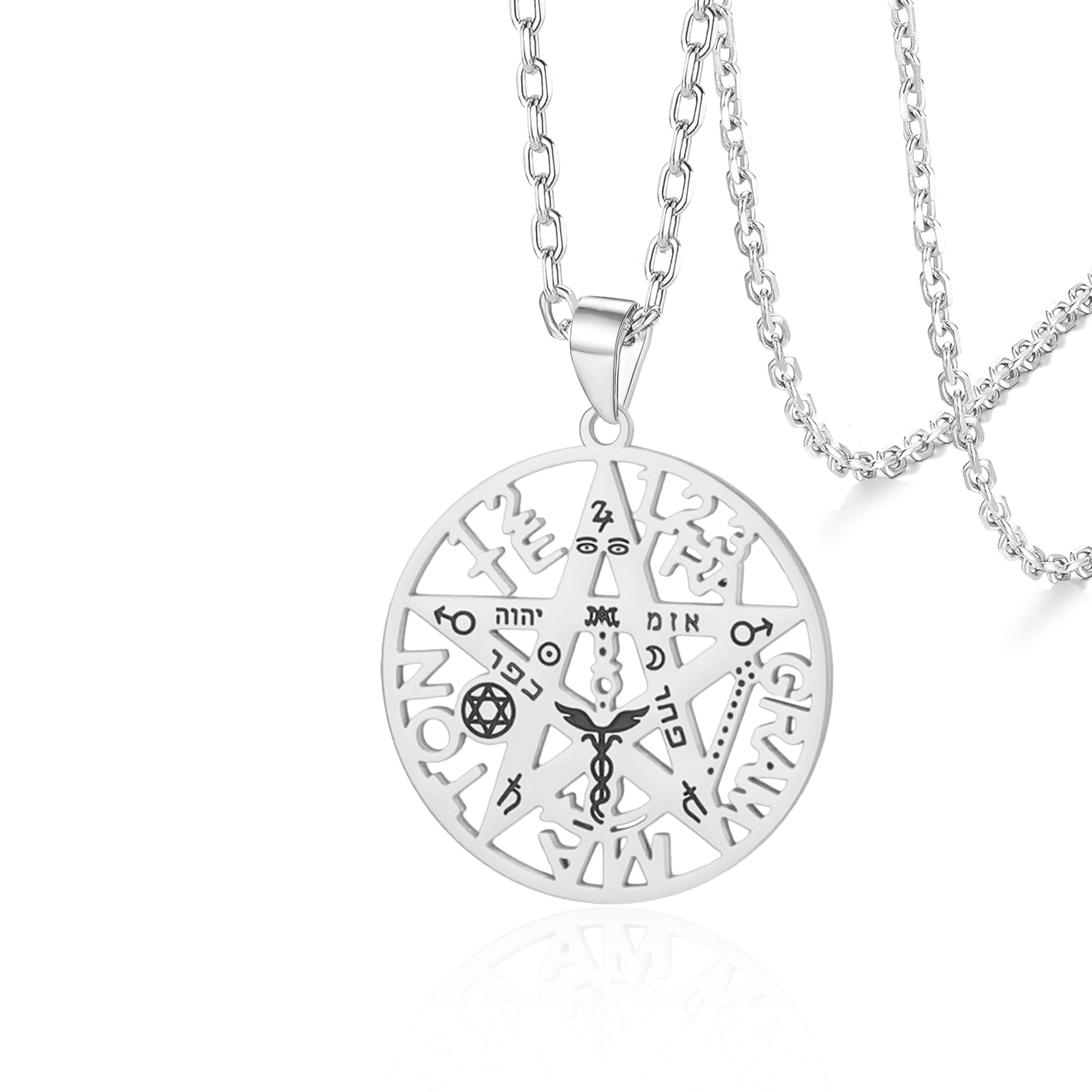 VASSAGO Witch Knot Tetragram Pentagram Necklaces Celtic Knot Pendant Double Protection Witchcraft Pagan Amulet Irish Jewellery for Women Men