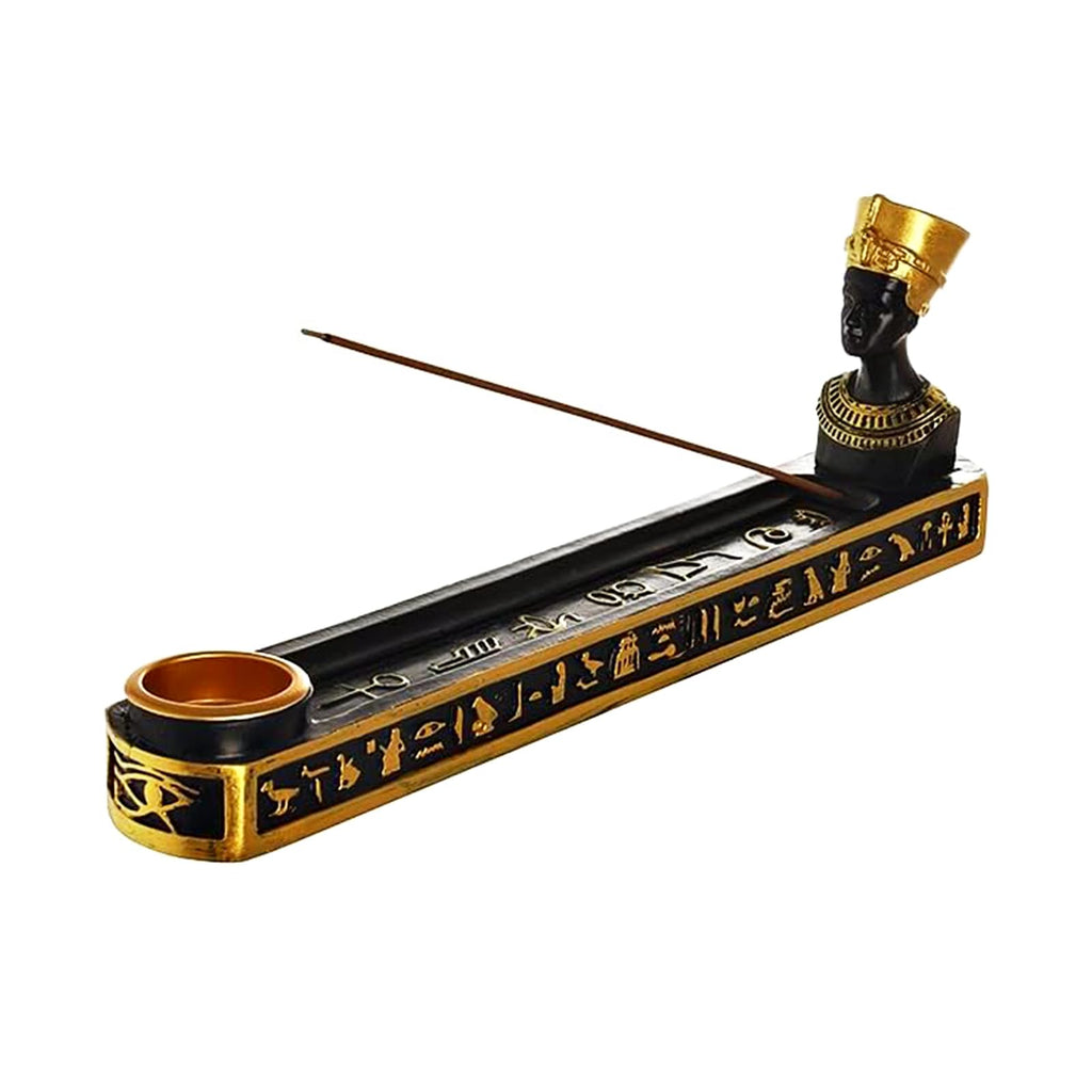 Ancient Egyptian Resin Incense Burner Ornament Tea House Home Decor Egyptian Cat God Statue Incense Burner Holder with Plate Base