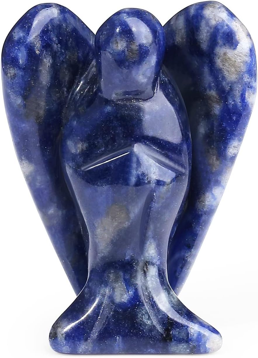 XIANNVXI Guardian Angel Crystals Blue Sodalite Angel Figure Healing Crystal Gemstones Polished Stones Statue Reiki Angel Figure Guardian Angel Gift