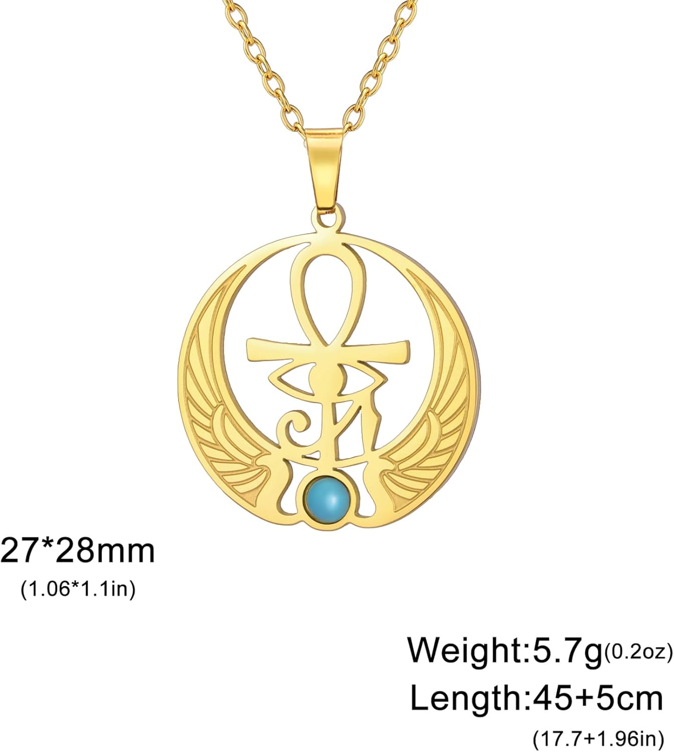 EUEAVAN Ankh Kreuz Auge des Horus Edelstein Halskette Schlüssel des Lebens Skarabäus Anhänger ägyptische Göttin Isis Schutzamulett Religiöser Schmuck für Frauen Männer