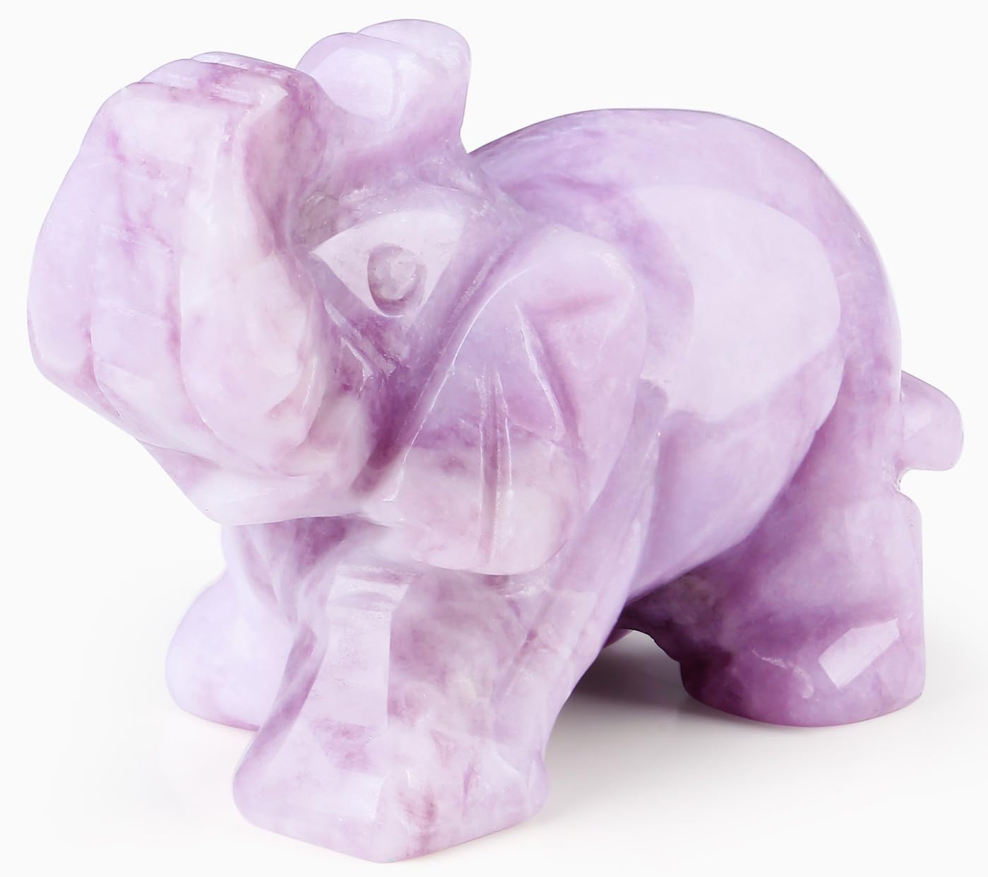 QINJIEJIE Amethyst Elephant Decor Statue Crystals Healing Stones Crystal | Pocket Figurines Cute Ivory Wedding Anniversary Sculpture Gemstones Home Office Desk Purple Decor Elephant Gifts for Women
