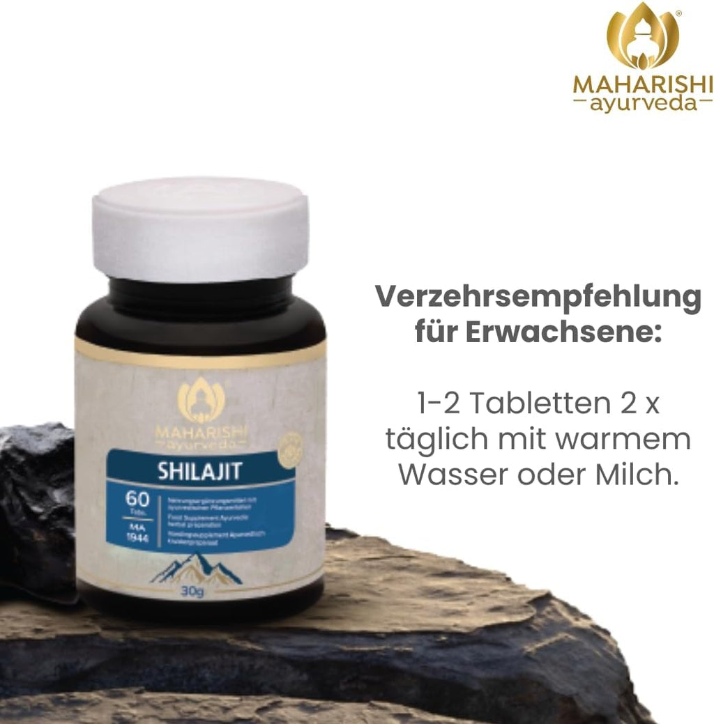 Maharishi Ayurveda Shilajit 995 mg Nahrungsergänzungsmittel mit ayurvedischen Pflanzenteilen & Mineralien 60 Tabs 1er Pack