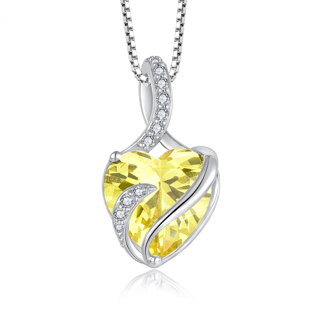 FJ Heart Birthstone Necklace Women's 925 Sterling Silver Infinity Necklace Jewellery Gifts for Women Mother Girlfriend Mum