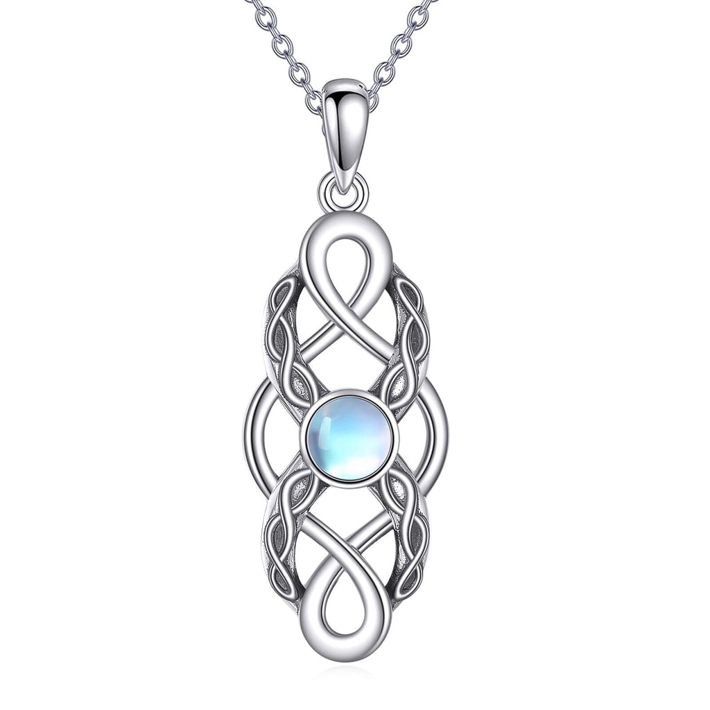 CUPENDA Keltischer Knoten Geburtsstein Halskette Sterling Silber Irische Keltische Anhänger Halskette Glücksschmuck für Frauen
