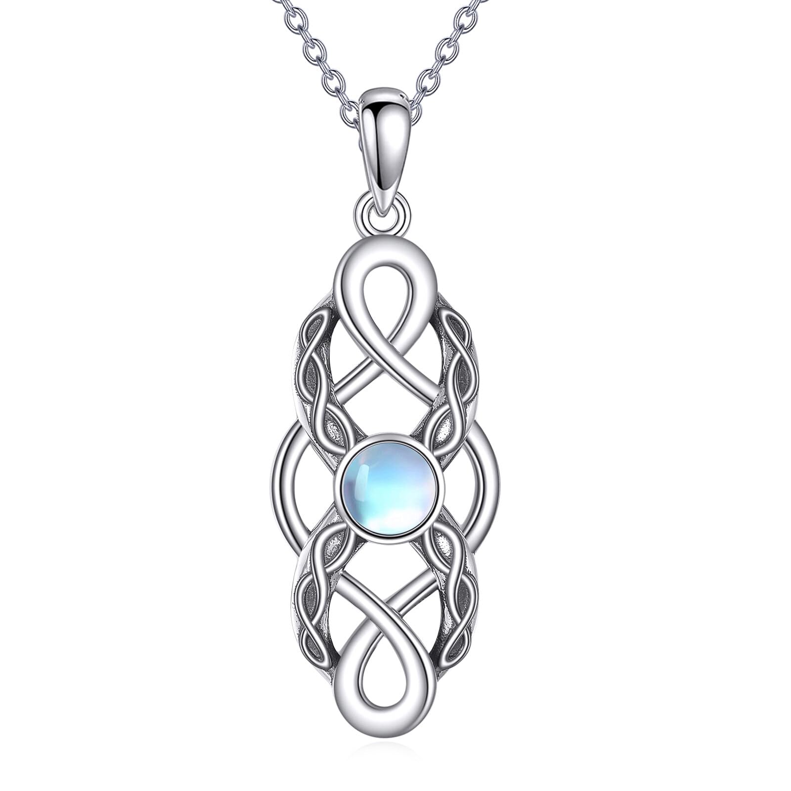 CUPENDA Keltischer Knoten Geburtsstein Halskette Sterling Silber Irische Keltische Anhänger Halskette Glücksschmuck für Frauen