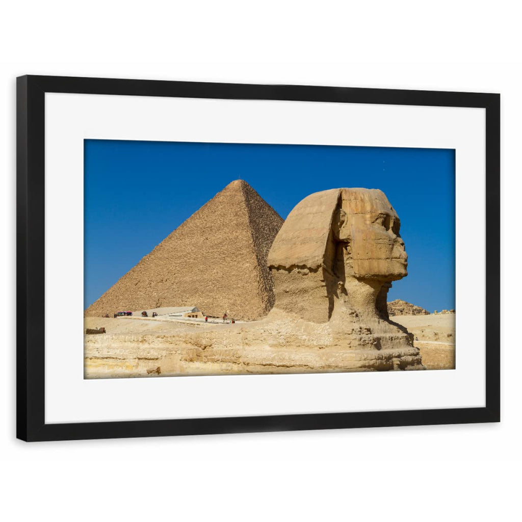 artboxONE Poster mit Rahmen Gold 30x20 cm Die große Sphinx von Gizeh von Die Welt Tanzt Farben - gerahmtes Poster