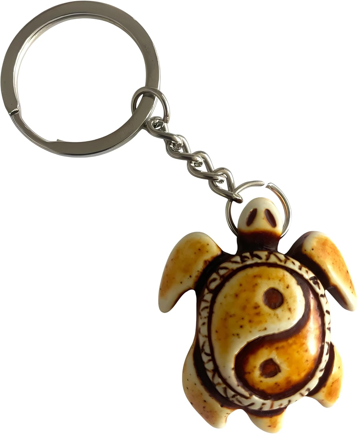 WOO MANTO Taiji Turtles Yin Yang Keychain 1.6 x 1.38 Inch Resin Pendant Feng Shui Lucky Charm