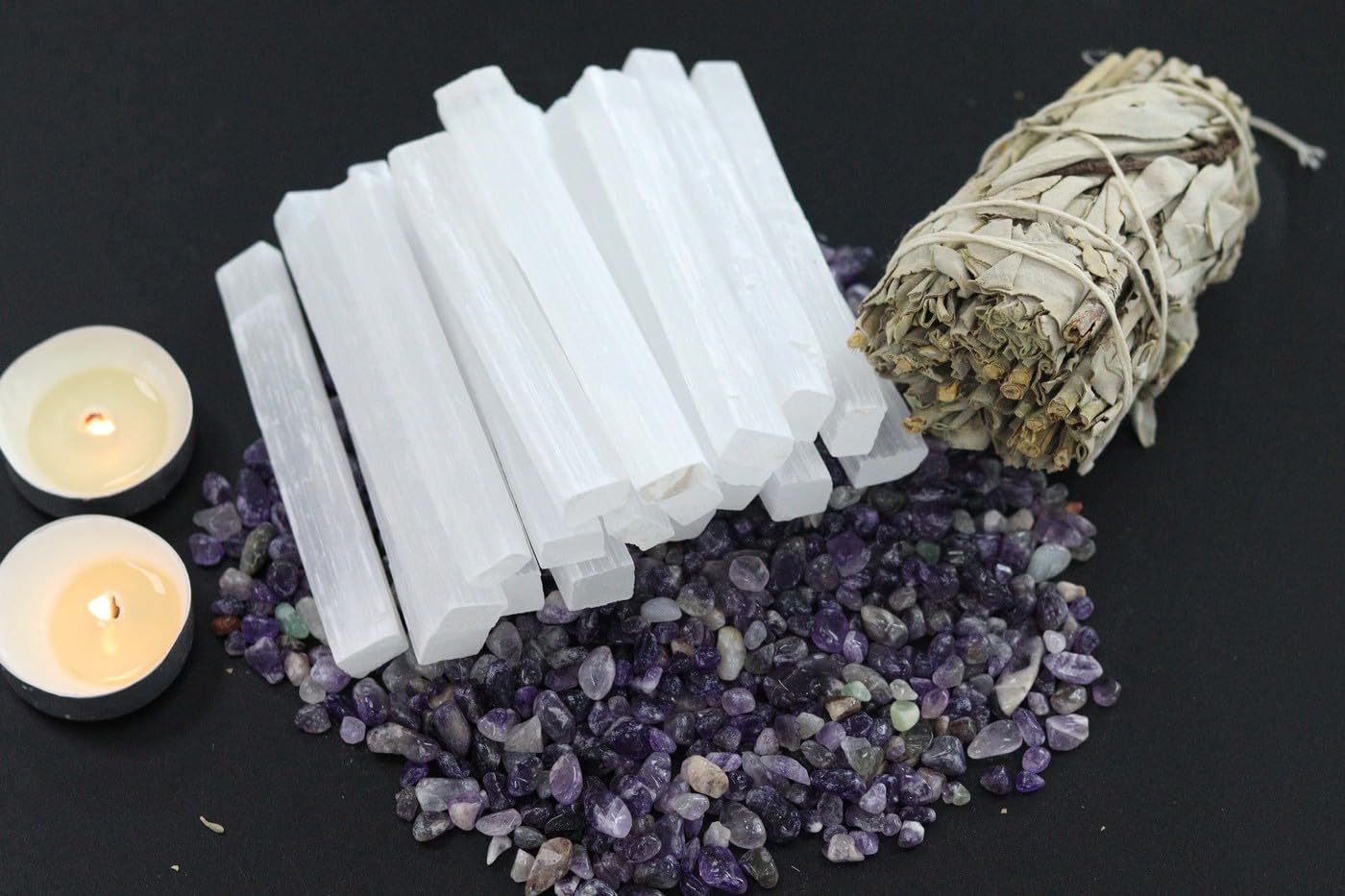 6 PCS 4" Selenit Stein in Bulk, Groß Selenit Kristalle, Edelsteine, Heilsteine für Hexerei Zeremonie, Reiki und Chakra Balancing