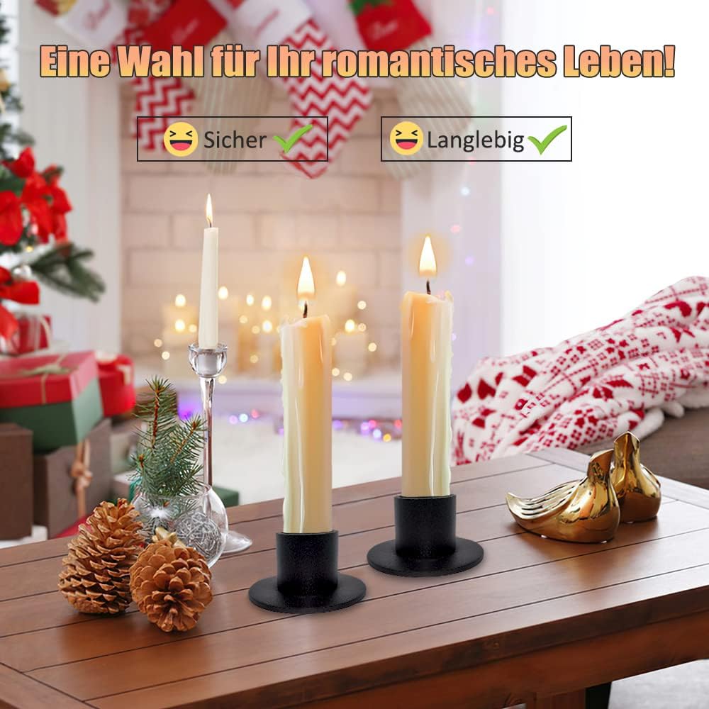 Set mit 4 schwarzen Kerzenhaltern, Retro-Kerzenlicht-Dinner-Kerzenhalter, für Wohn-, Esszimmer- und Schlafzimmerdekoration, Kamindekoration(Neue Verpackung)