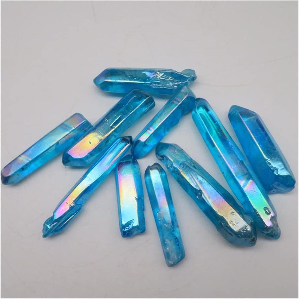 JCAKES Natural Crystal Rough 100g Natural Crystal Titanium Quartz Pillar Angel Blue Aura Quartz Dot Obelisk Wand Home Decoration