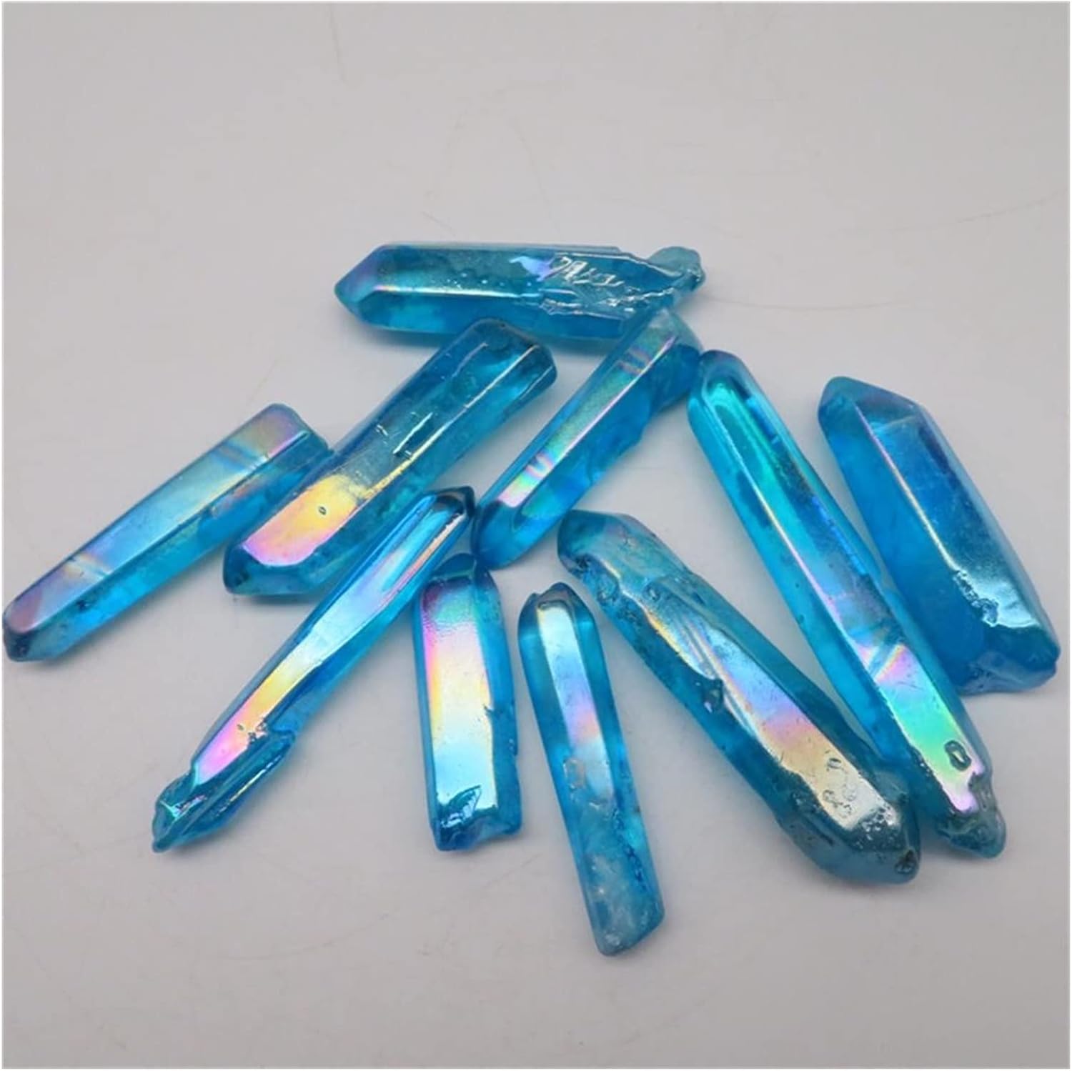 JCAKES Natural Crystal Rough 100g Natural Crystal Titanium Quartz Pillar Angel Blue Aura Quartz Dot Obelisk Wand Home Decoration