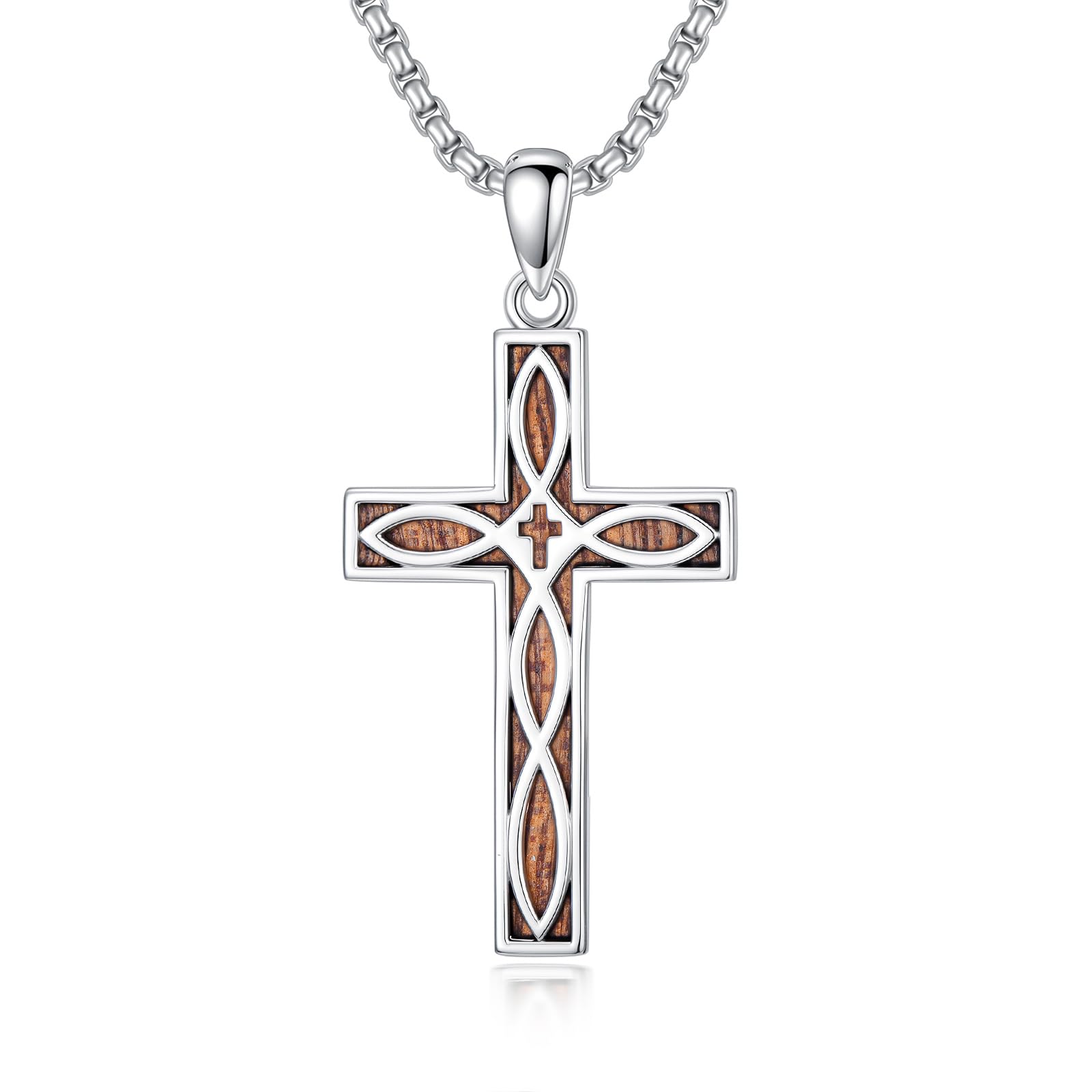 ROMANTICWORK Kreuz Kette 925 Sterling Silber Kreuz Halskette Kreuz Anhänger Christlicher Religiöser Gotischer Kreuz Schmuck Geschenke für Herren Männer Damen
