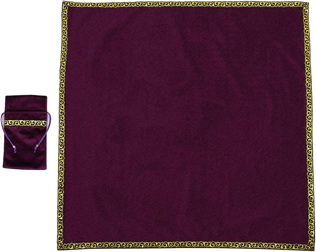 BLESSUME Altar Tarot Tablecloth Wicca Velvet Cloth with Tarot Bag, Purple 1, 62 x 62 cm (Cuadrado)