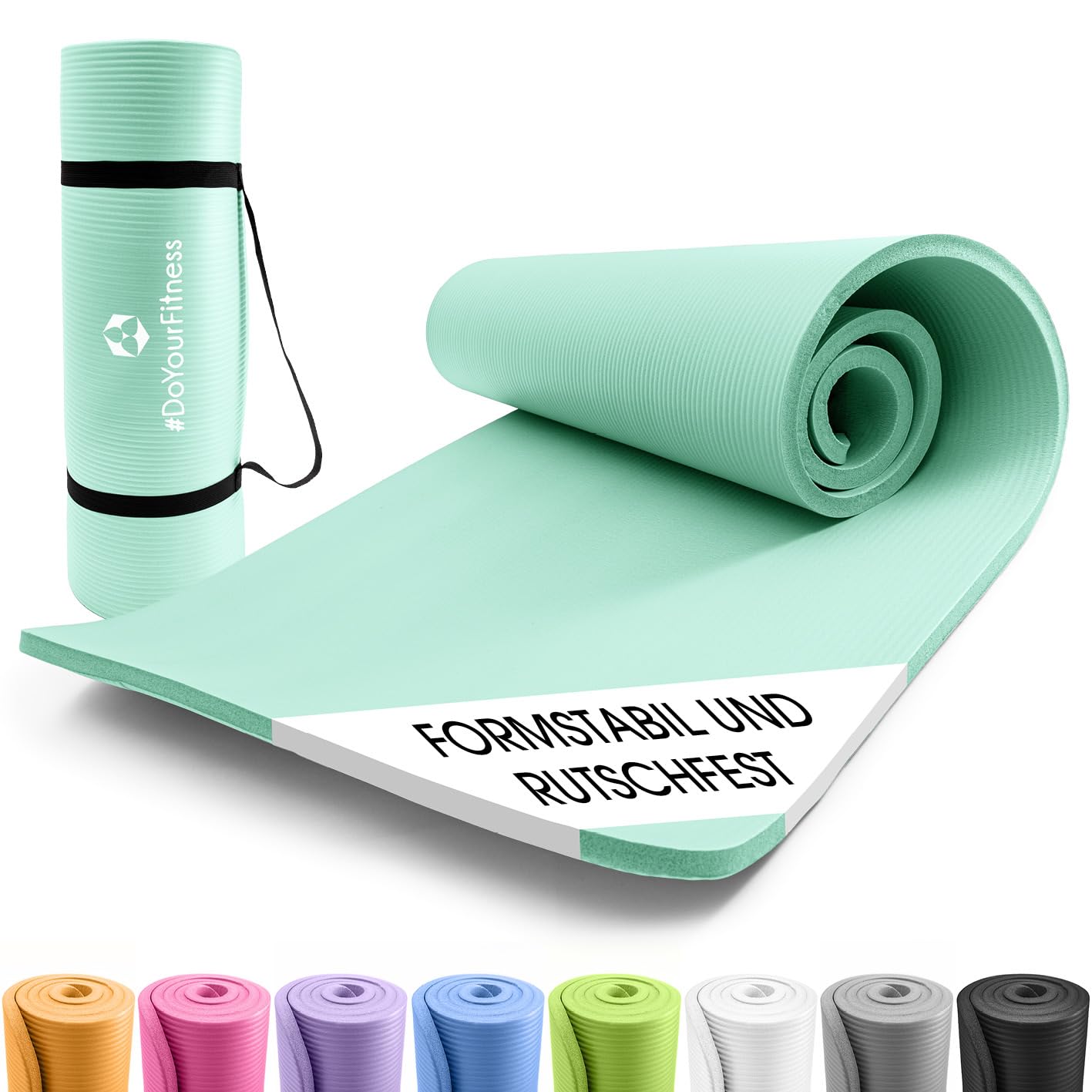 #DoYourFitness Yoga Mat Non-Slip. For Beginners and Advanced Users. Thickness from 0.8 cm to 2 cm. Joint-friendly Gymnastics Mat. 183 cm x 61 cm or XXL 190 cm x 100 cm (Suitable for Indoor/Outdoor)