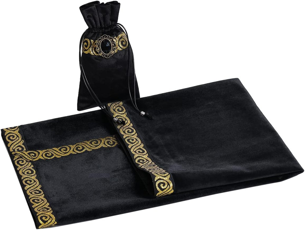 BLESSUME Tarot Tablecloth Altar Tarot Cloth One Size (Black 1)
