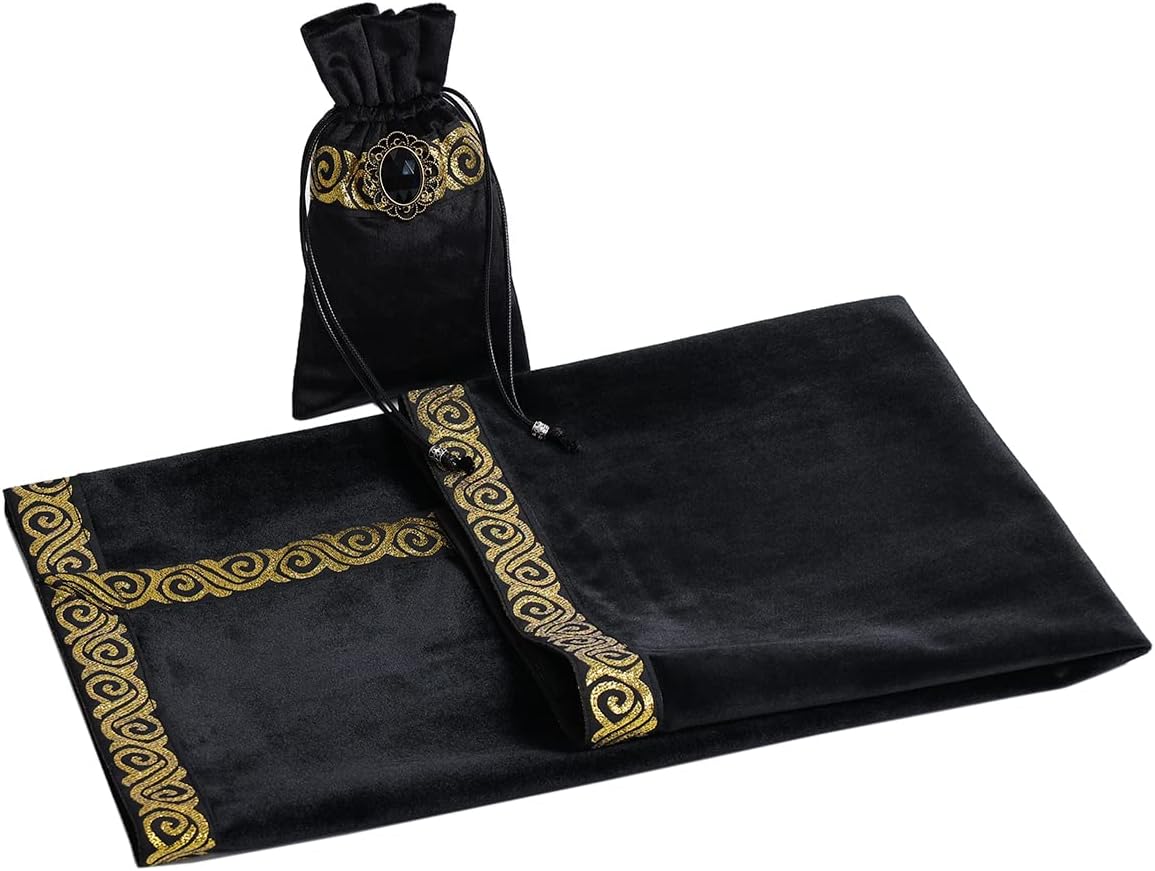 BLESSUME Tarot Tablecloth Altar Tarot Cloth One Size (Black 1)