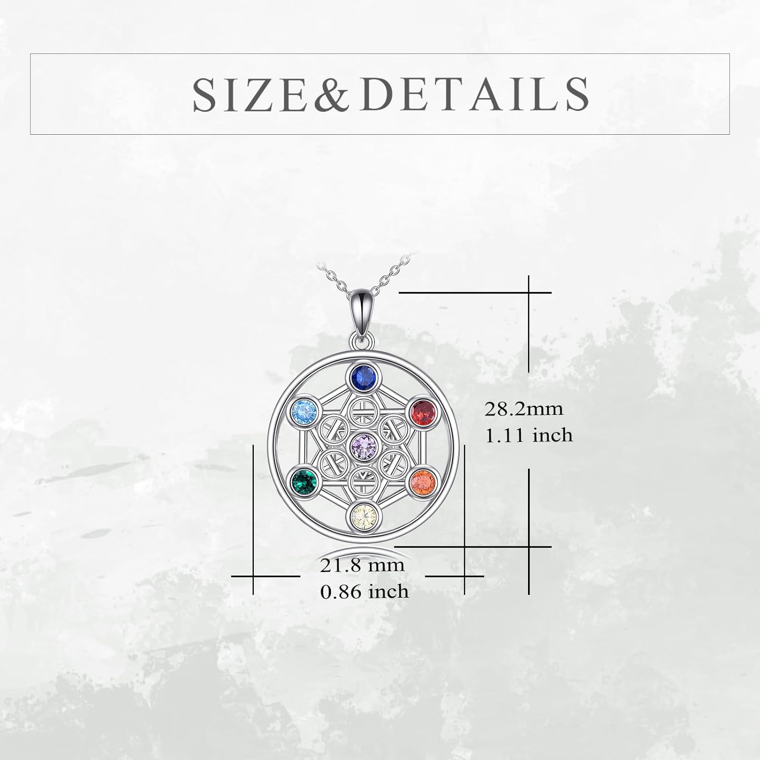YFN 7 Chakra Necklace Sterling Silver Chakra Pendant Tree / Flower of Life Jewellery Chain Gift for Women Girls Men Boys