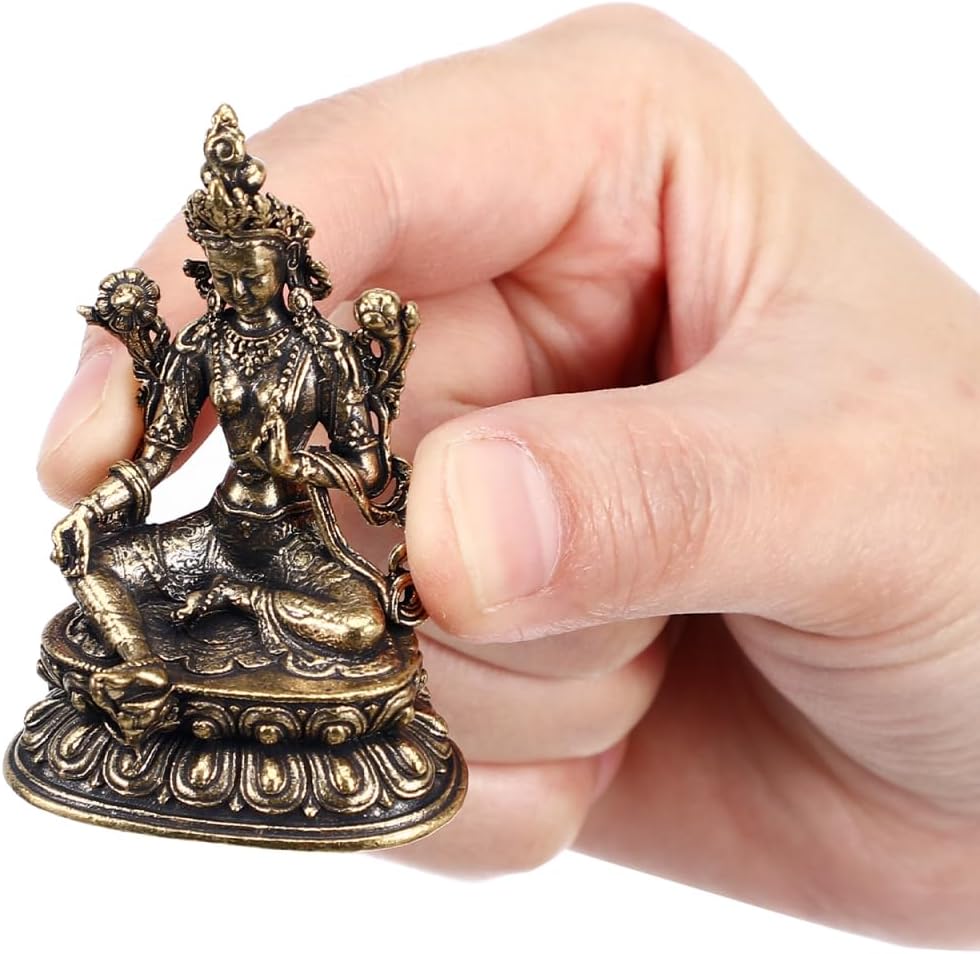 MAGICLULU Tara Buddha Statue Messing Skulptur Dekoration Home Office Figur Buddha Messing Skulptur Tara Statue