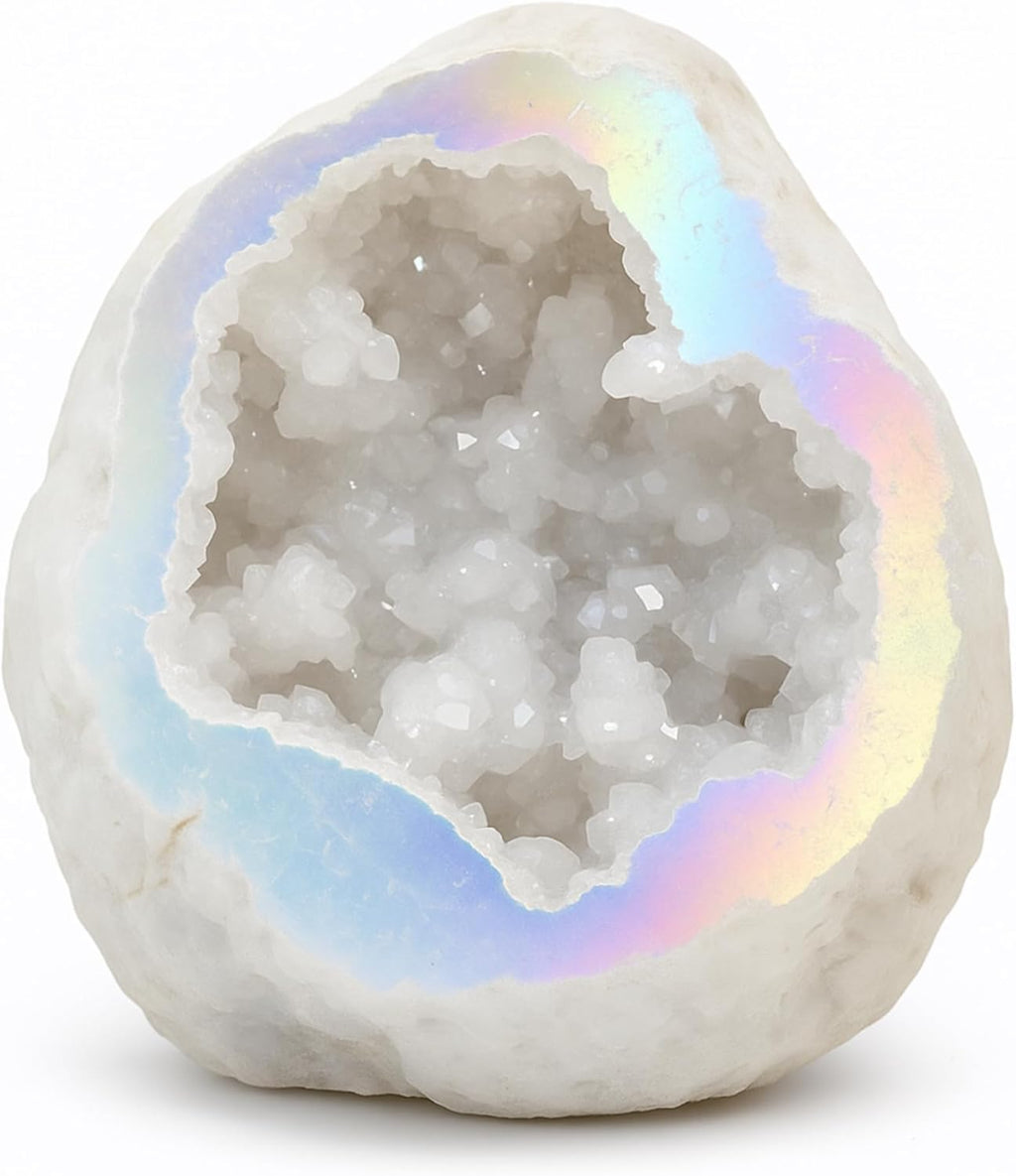 Quartz Geode "Angel Aura" | Agate Geode | Treated Natural Crystal | Iridescent | Mineral Collection | Esotericism & Spirituality