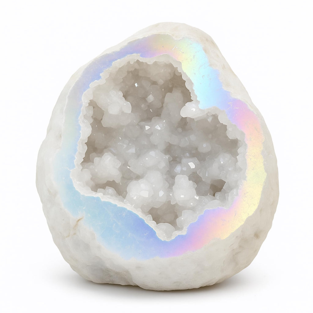 Quartz Geode "Angel Aura" | Agate Geode | Treated Natural Crystal | Iridescent | Mineral Collection | Esotericism & Spirituality
