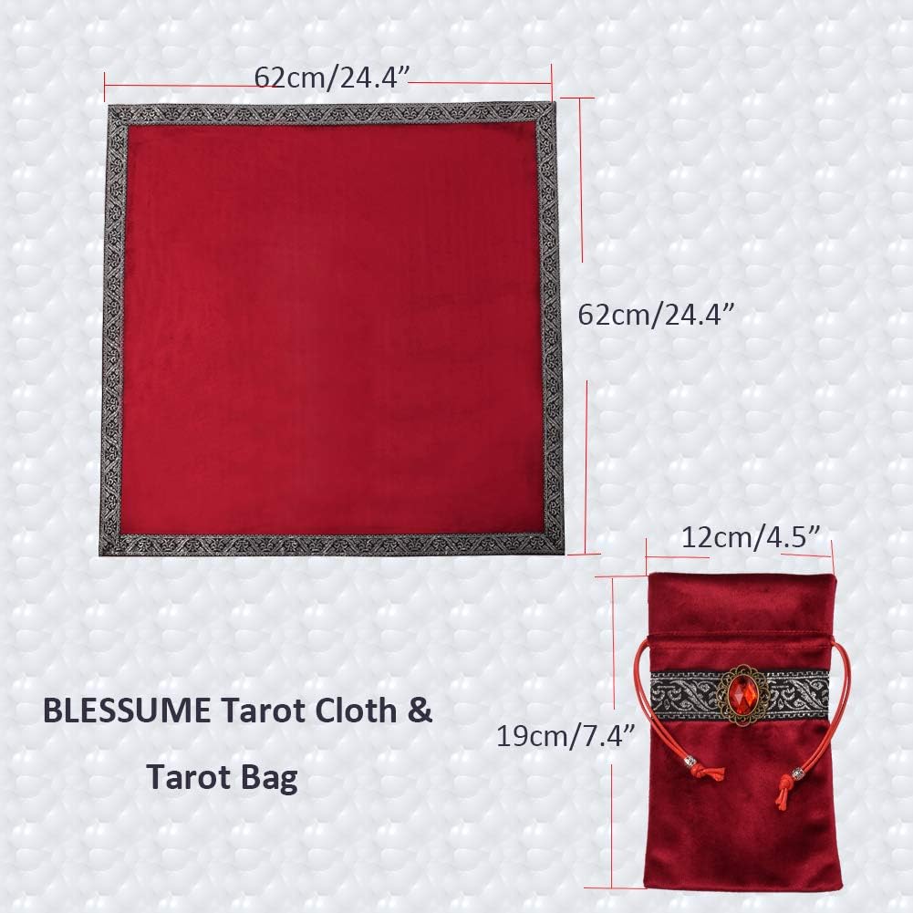 BLESSUME Tarot Tablecloth Altar Tarot Cloth One Size (Red)