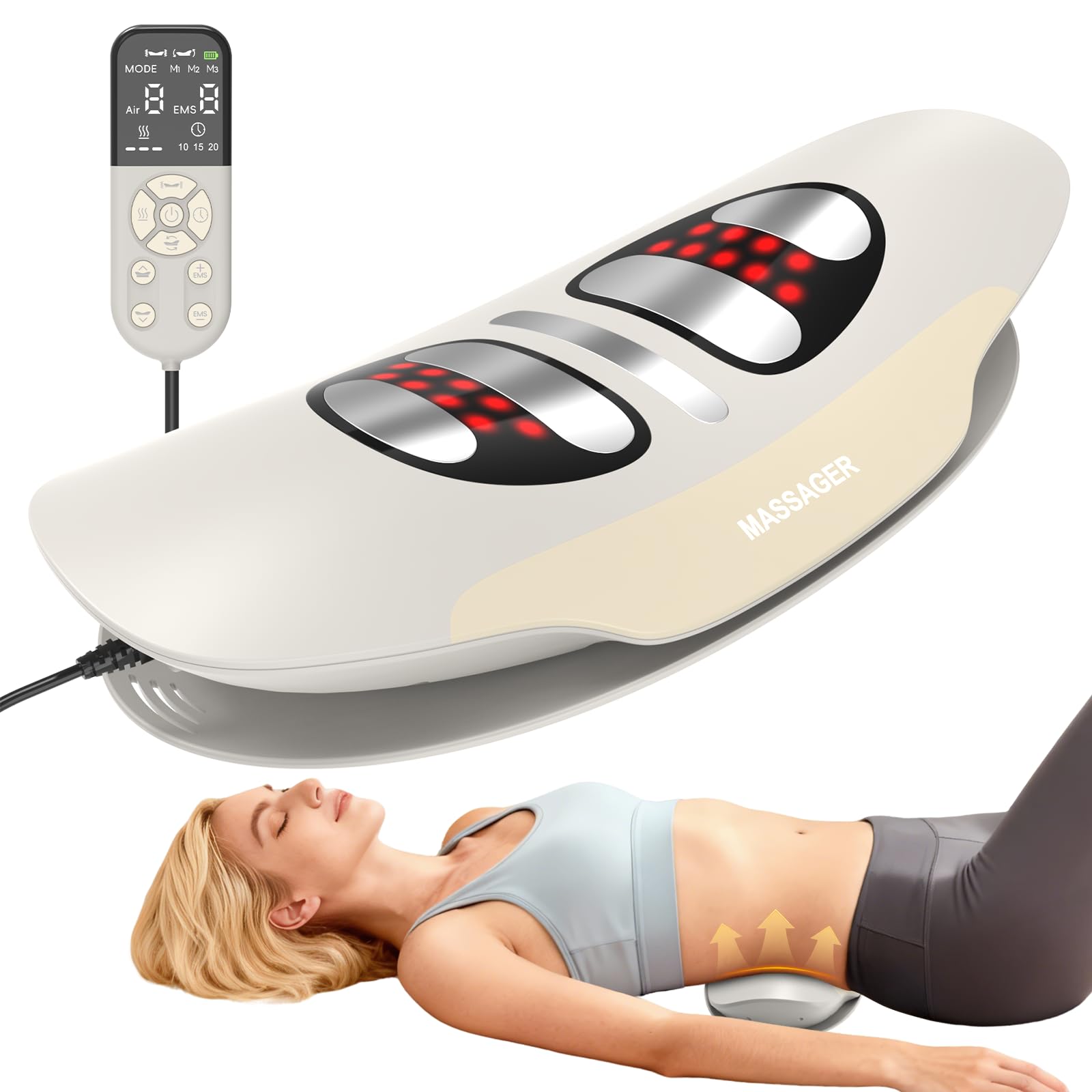 Electric Lumbar & Back Stretching Massager with Airbag Stretch, Vibration Massage, Auto Mode | for Home Relaxation, Ideal Gift (White)