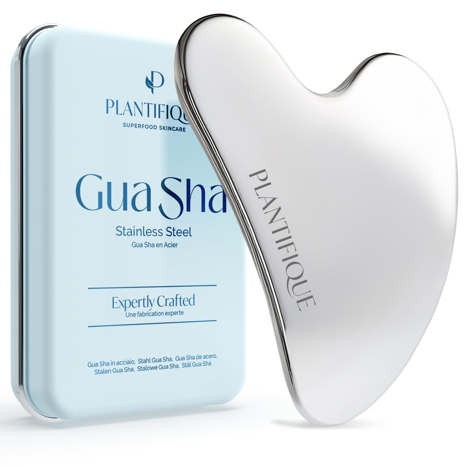 Plantifique Gua Sha Stone – Natural Rose Quartz Massage Roller – Gua Sha Made of Rose Quartz – Face Massage for Eye Swelling Skin Tightening of Face – Gua Sha Stone Original – Face Massager