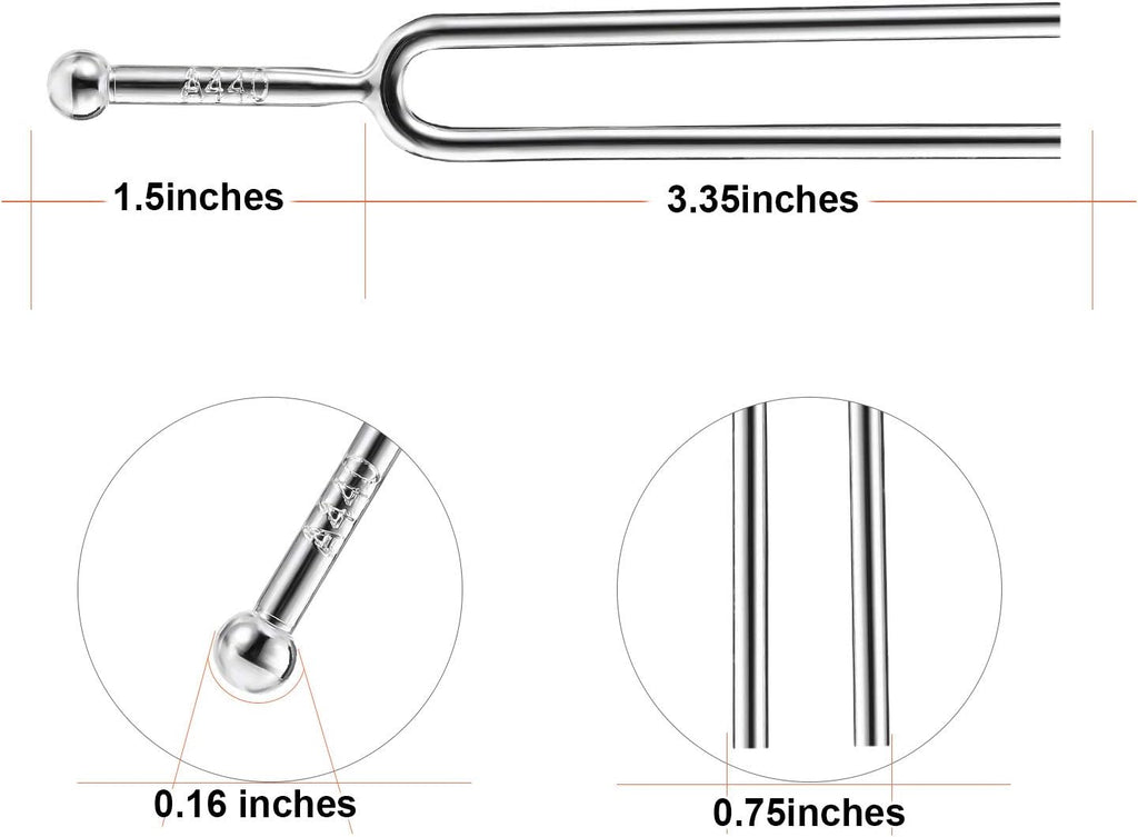 Tuning Fork with A440Hz Stainless Steel Tuning Fork, Cleaning Cloth and Black Storage Bag for Musical Standard Instruments Violin Guitar Tuner Devices