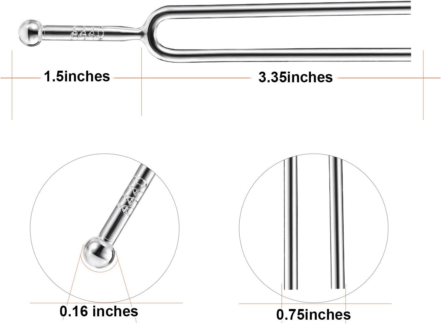 Tuning Fork with A440Hz Stainless Steel Tuning Fork, Cleaning Cloth and Black Storage Bag for Musical Standard Instruments Violin Guitar Tuner Devices