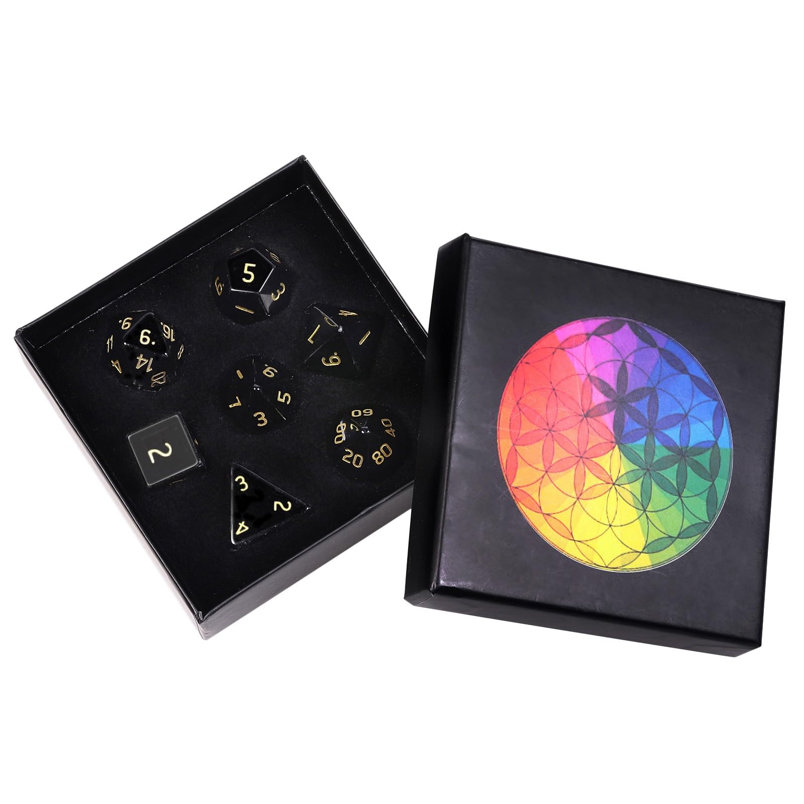 Nupuyai Kambaba Jasper Stone Polyhedral Dice Gemstones Set, 7 Pieces Healing Stones Set, Table Games for Dungeon and Dragons Dice, DND RPG MTG Dice Game Gift